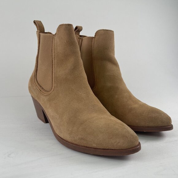 Thursday Chelsea Boots Womens 6.5 Suede Beige Handmade Leather Ankle Booties - Picture 6 of 11